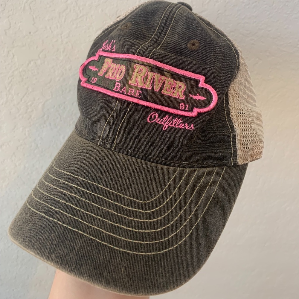 "Frio River Babe" 1991 Josh's Outfitters Legacy Trucker Hat Pink